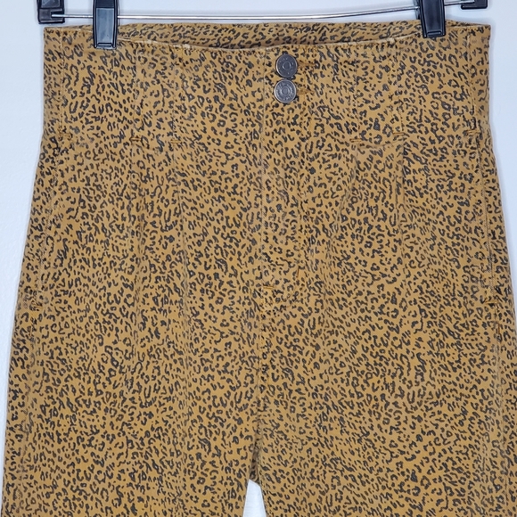 Joie jeans high pleated waist cropped leopard print size 26 80s rocker style - Picture 3 of 10